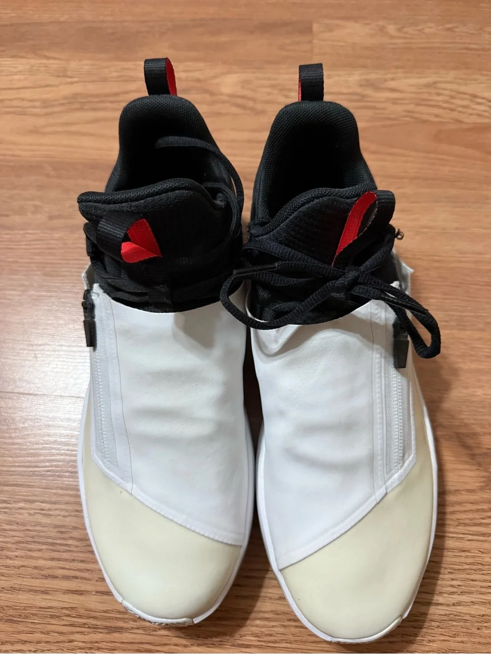 Jordan White and Black Slip-On Sneakers with Red Jumpman